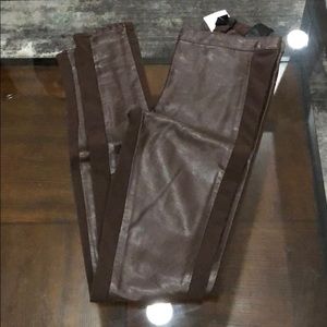 Brown faux leather leggings